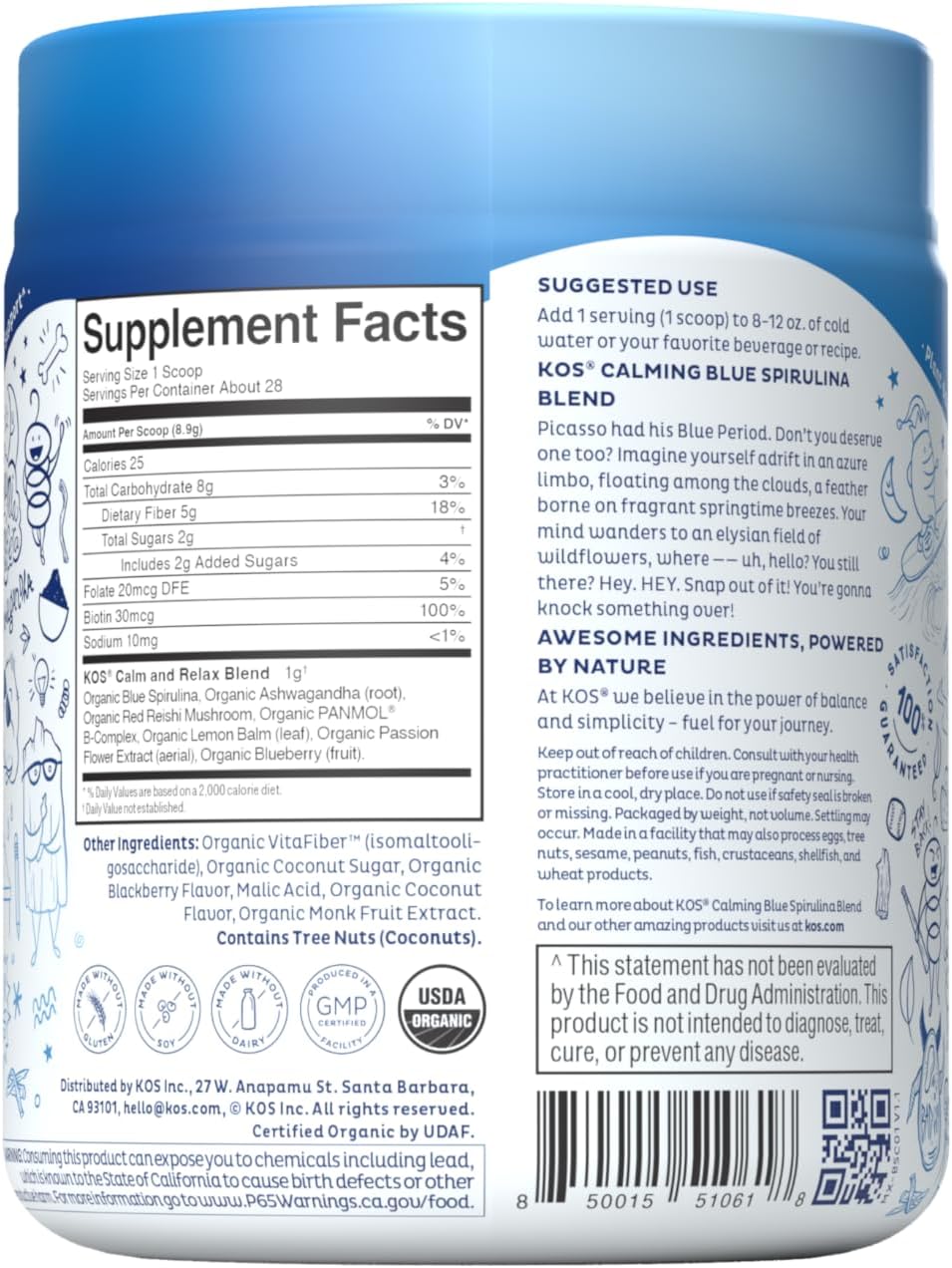Kos - Blue Spiru Blend Calm - 1 Each -8.78 Oz