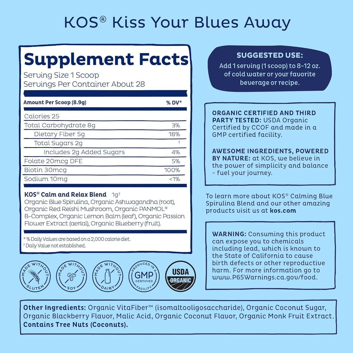 Kos - Blue Spiru Blend Calm - 1 Each -8.78 Oz