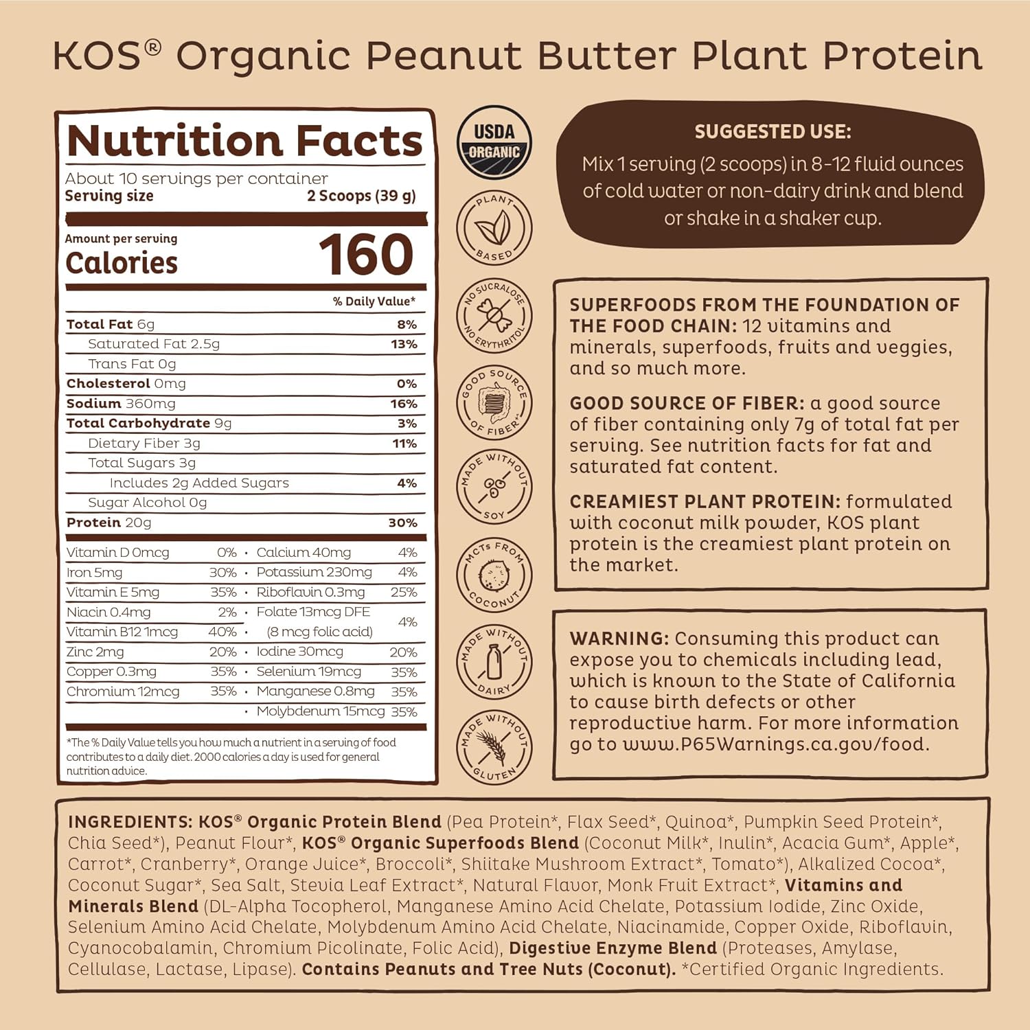 Organic Plant Protein - Chocolate Peanut Butter Flavor