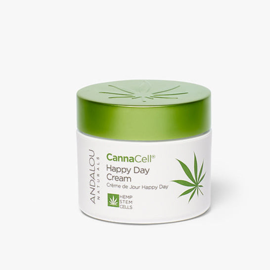 CannaCell Happy Day Cream jar with green lid on a white background