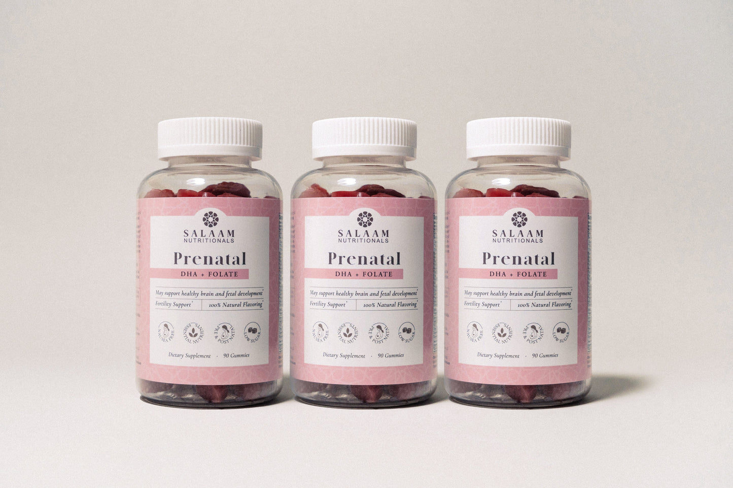 Halal Prenatal Vitamins - Gummy Multivitamins with Folate & DHA - 90 Count | Salaam Nutritionals